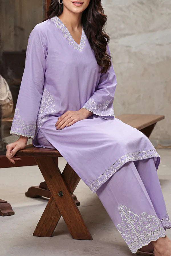 Solid Embroidered Cambric Stitched 2 Piece (Shirt/Trouser)