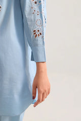 Solid Embroidered Poplin Stitched 2 piece (Shirt/Trouser)