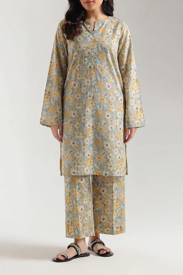 Printed Self Strip Lawn Stitched 2 Piece (Shirt/Trouser)