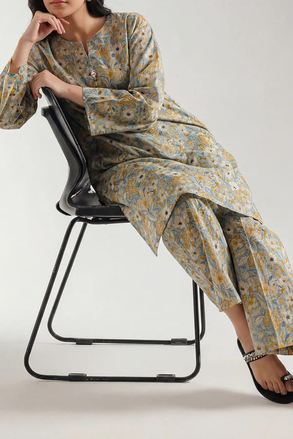 Printed Self Strip Lawn Stitched 2 Piece (Shirt/Trouser)