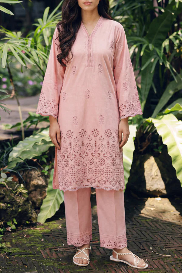 Solid Embroidered Lawn Stitched 2 Piece (Shirt/Trouser)