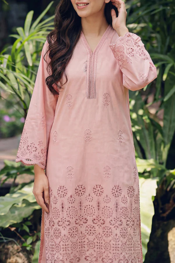 Solid Embroidered Lawn Stitched 2 Piece (Shirt/Trouser)