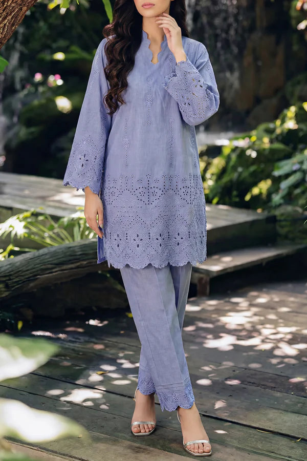 Solid Embroidered Lawn Stitched 2 Piece (Shirt/Trouser)