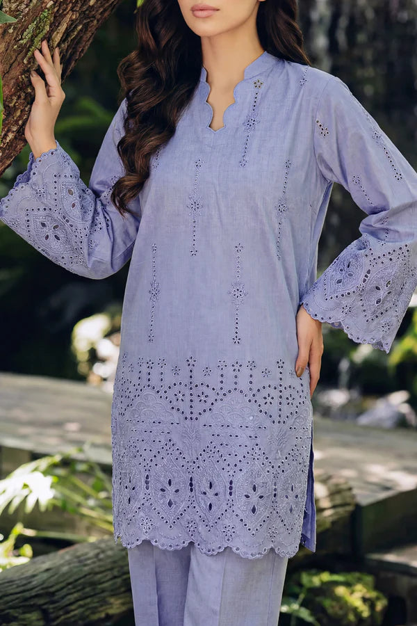 Solid Embroidered Lawn Stitched 2 Piece (Shirt/Trouser)