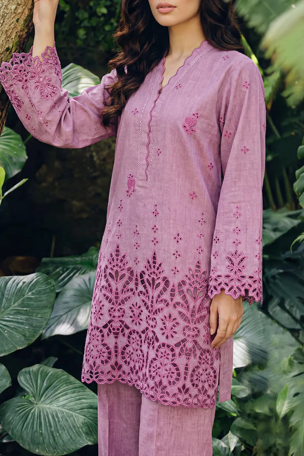 Solid Embroidered Lawn Stitched 2 Piece (Shirt/Trouser)
