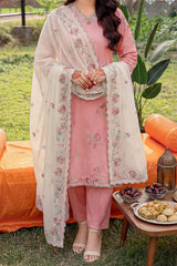 Solid Embroidered Cambric Stitched 3 Piece