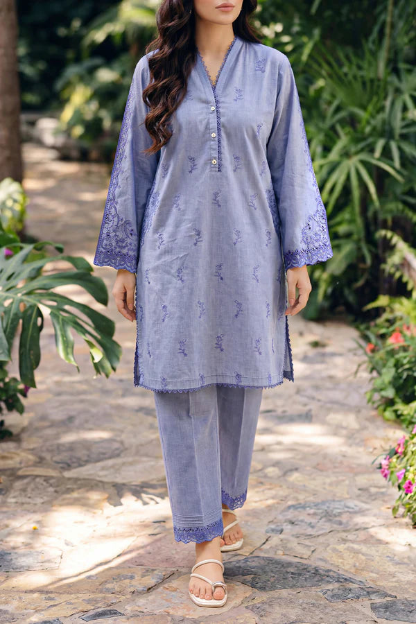 Solid Embroidered Lawn Stitched 2 Piece (Shirt/Trouser)
