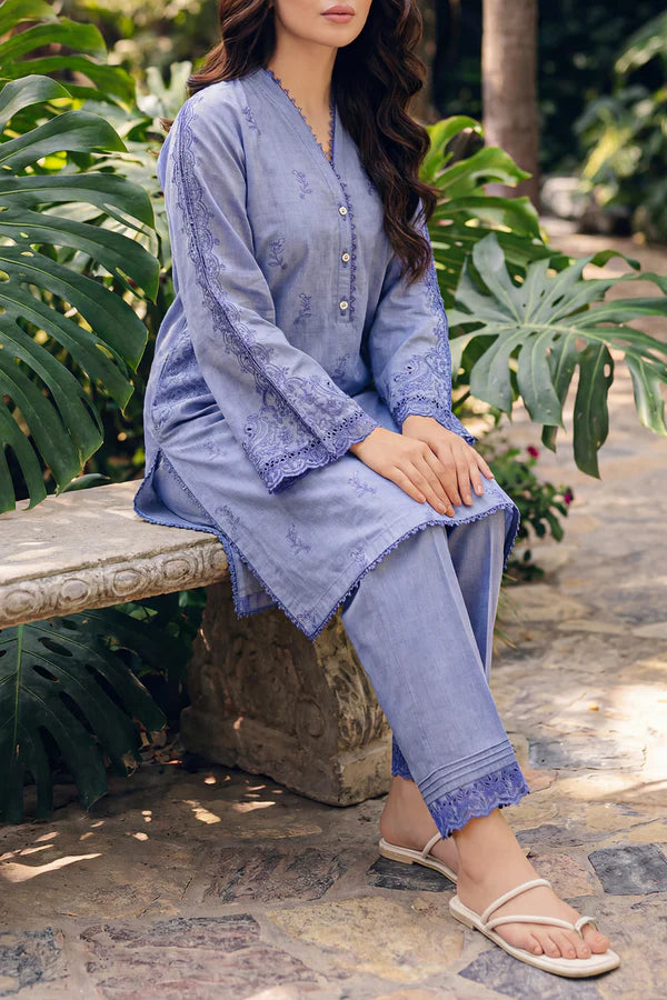 Solid Embroidered Lawn Stitched 2 Piece (Shirt/Trouser)