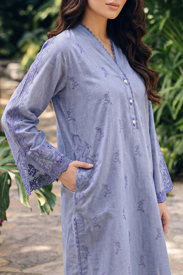 Solid Embroidered Lawn Stitched 2 Piece (Shirt/Trouser)