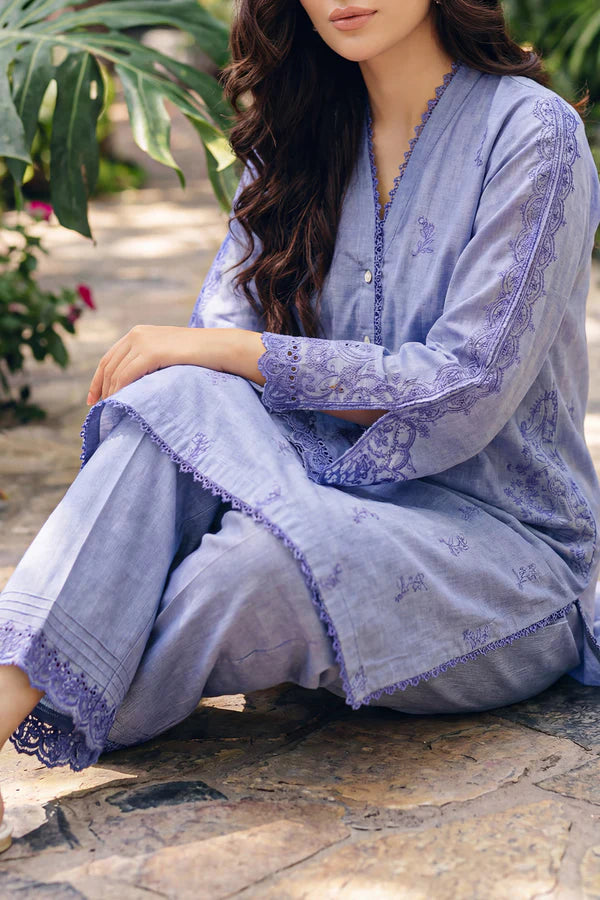 Solid Embroidered Lawn Stitched 2 Piece (Shirt/Trouser)