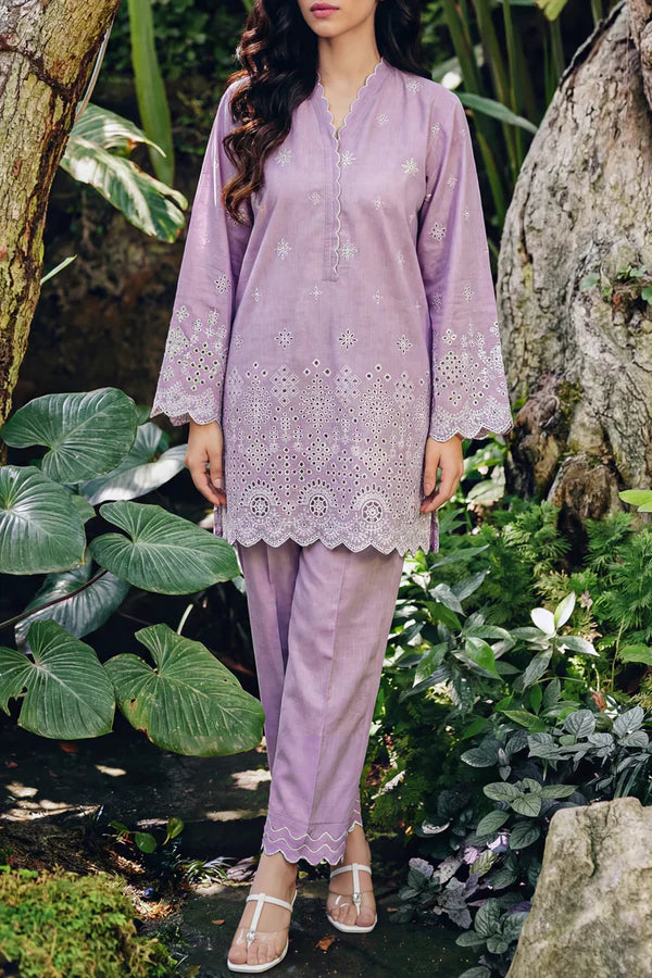 Solid Embroidered Lawn Stitched 2 Piece (Shirt/Trouser)