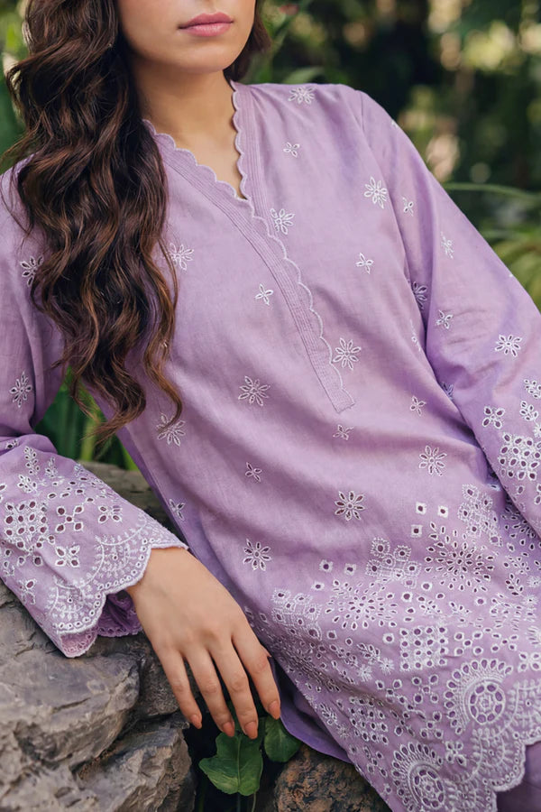 Solid Embroidered Lawn Stitched 2 Piece (Shirt/Trouser)