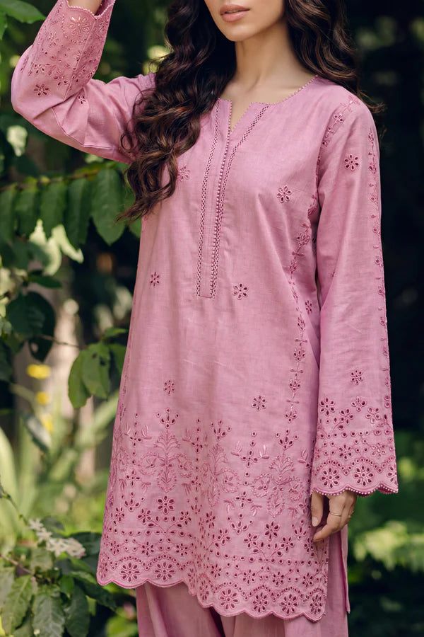 Solid Embroidered Lawn Stitched 2 Piece (Shirt/Trouser)