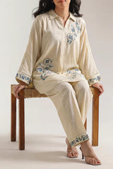 Solid Embroidered Cross Hatch Stitched 2 Piece (Shirt/Trouser)