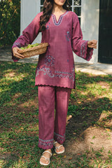 Solid Embroidered Cross Hatch Stitched 2 Piece (Shirt/Trouser)