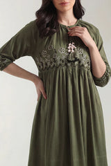 Solid Embroidered Khaddar Stitched Shirt