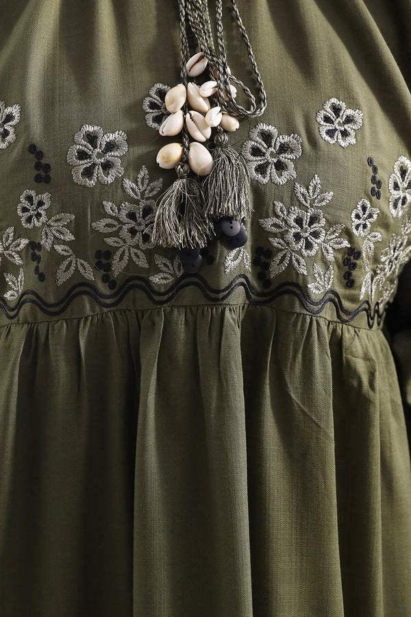Solid Embroidered Khaddar Stitched Shirt