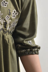 Solid Embroidered Khaddar Stitched Shirt