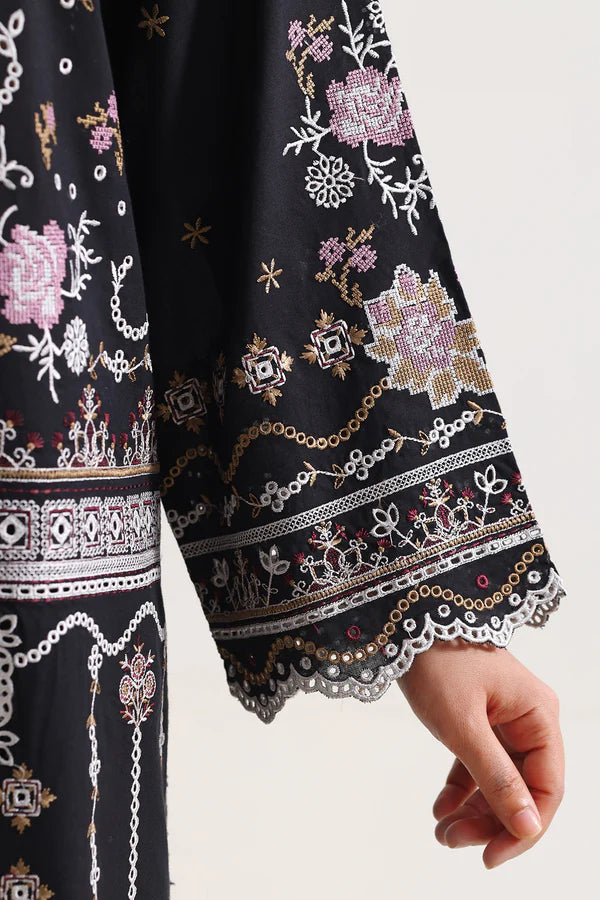 Solid Embroidered Lawn Stitched 3 Piece
