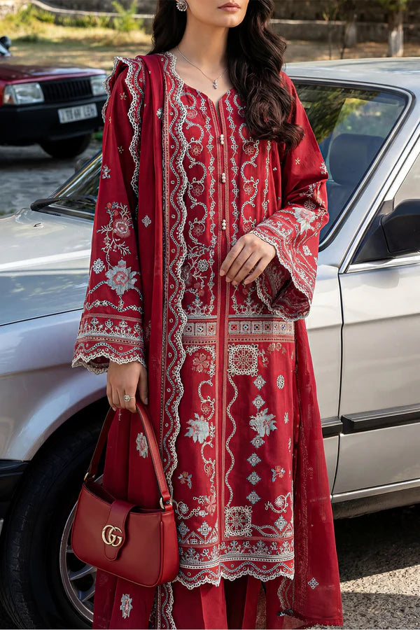 Solid Embroidered Lawn Stitched 3 Piece