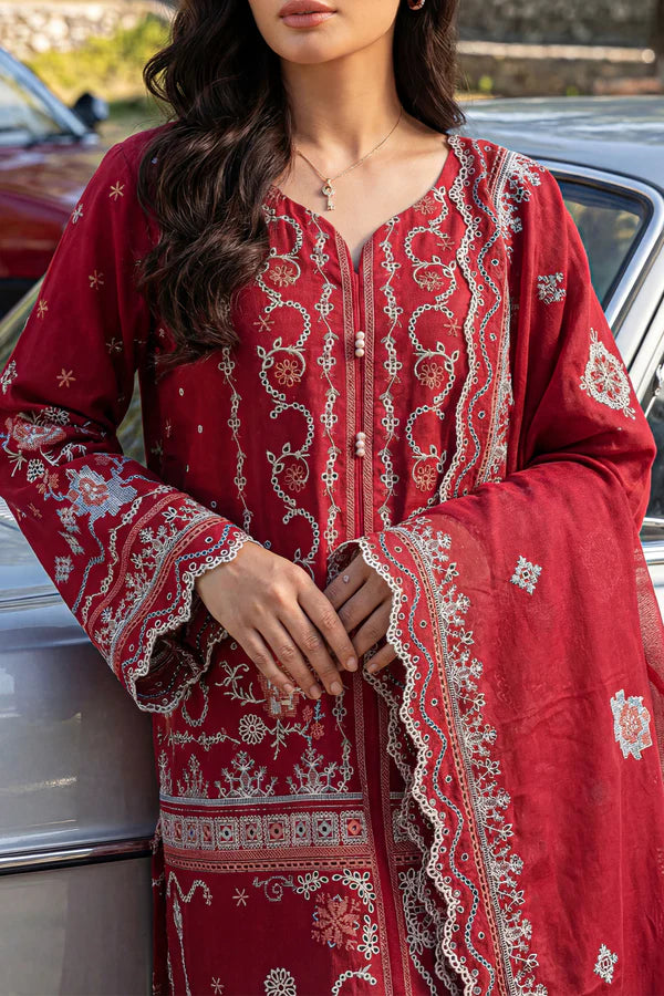 Solid Embroidered Lawn Stitched 3 Piece