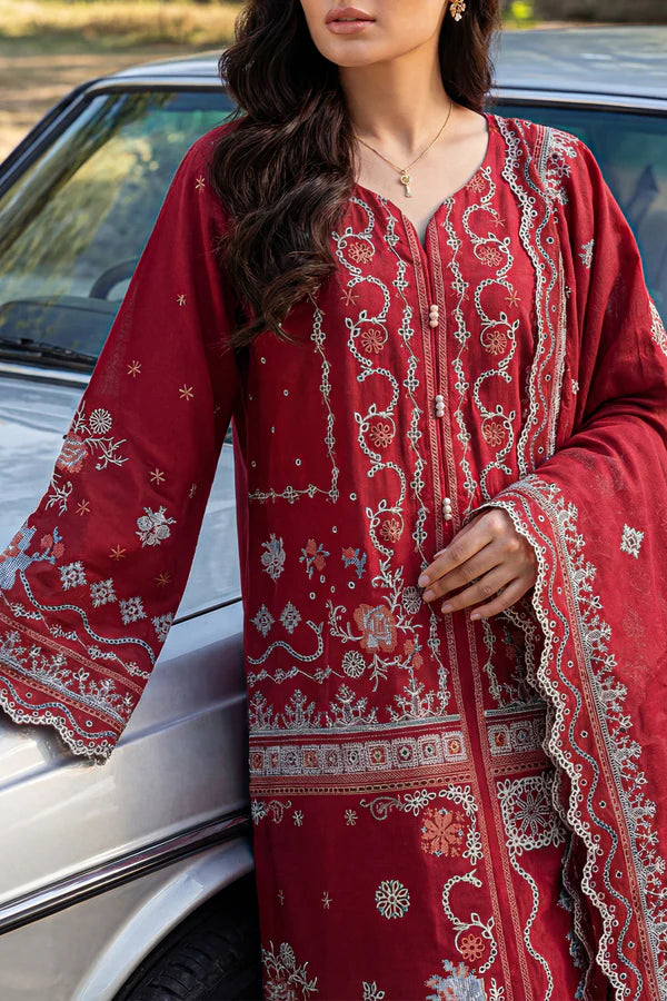 Solid Embroidered Lawn Stitched 3 Piece