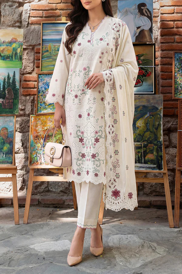 Solid Embroidered Lawn Stitched 3 Piece