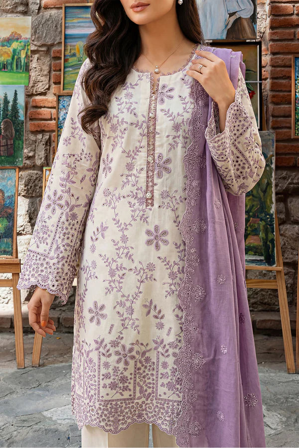 Solid Embroidered Lawn Stitched 3 Piece