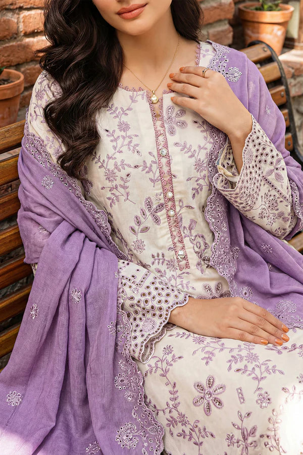 Solid Embroidered Lawn Stitched 3 Piece