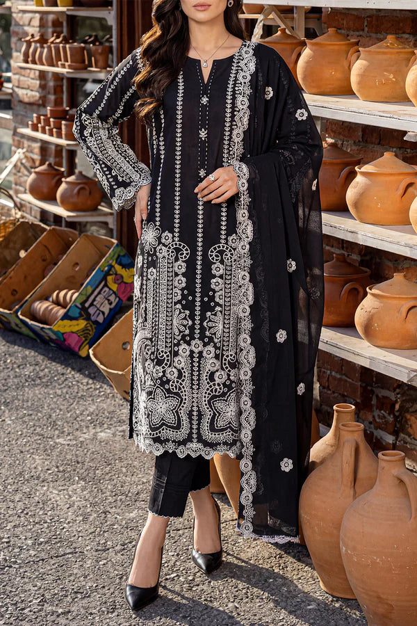Solid Embroidered Lawn Stitched 3 Piece