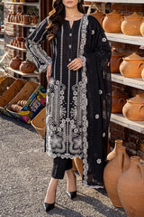 Solid Embroidered Lawn Stitched 3 Piece