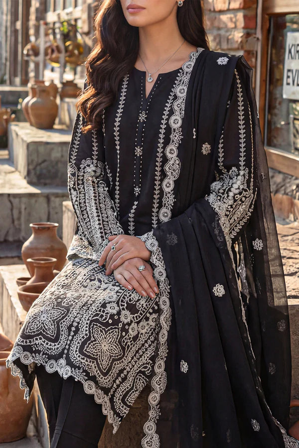 Solid Embroidered Lawn Stitched 3 Piece