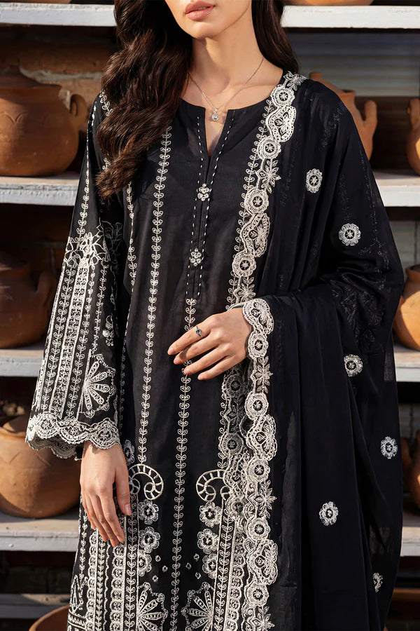 Solid Embroidered Lawn Stitched 3 Piece