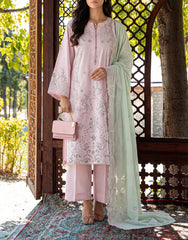 Solid Embroidered Lawn Stitched 3 Piece