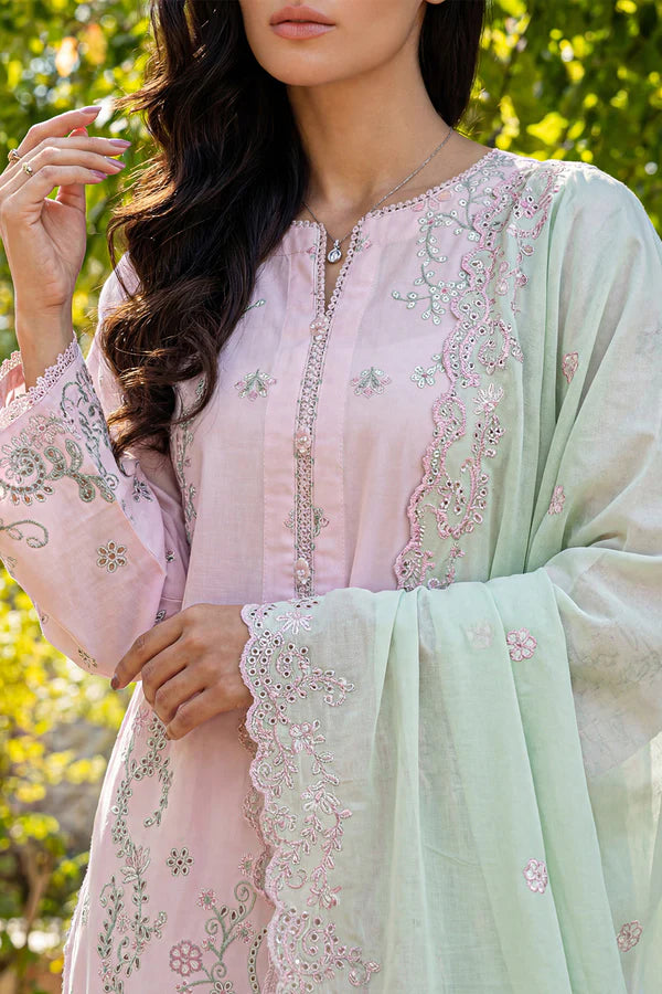 Solid Embroidered Lawn Stitched 3 Piece