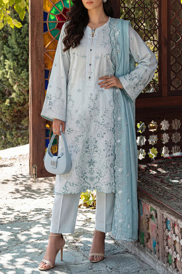 Solid Embroidered Lawn Stitched 3 Piece
