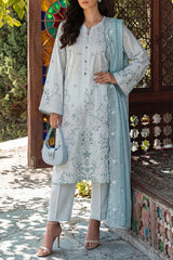 Solid Embroidered Lawn Stitched 3 Piece