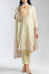 Printed Embroidered Cotton Jacquard Stitched 2 Piece (Shirt/Dupatta)