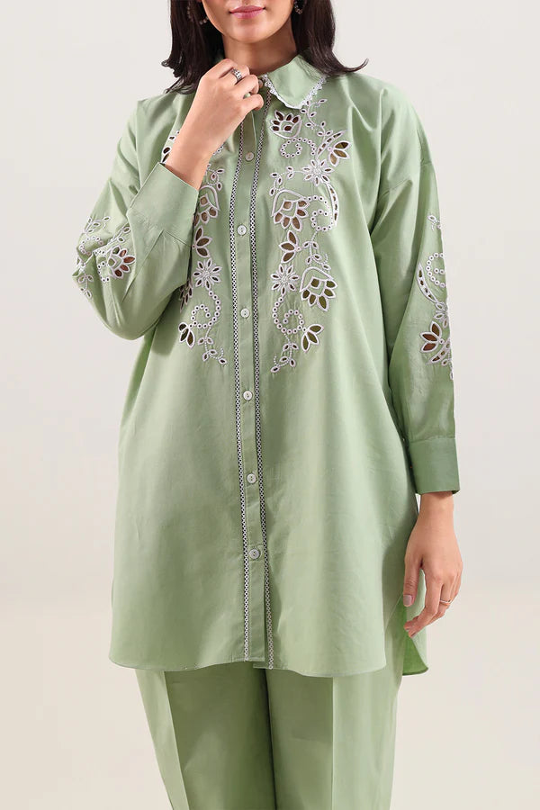 Solid Embroidered Poplin Stitched 2 piece (Shirt/Trouser)