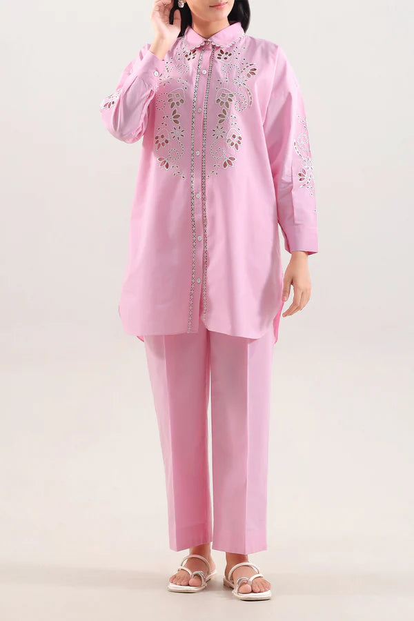 Solid Embroidered Poplin Stitched 2 piece (Shirt/Trouser)