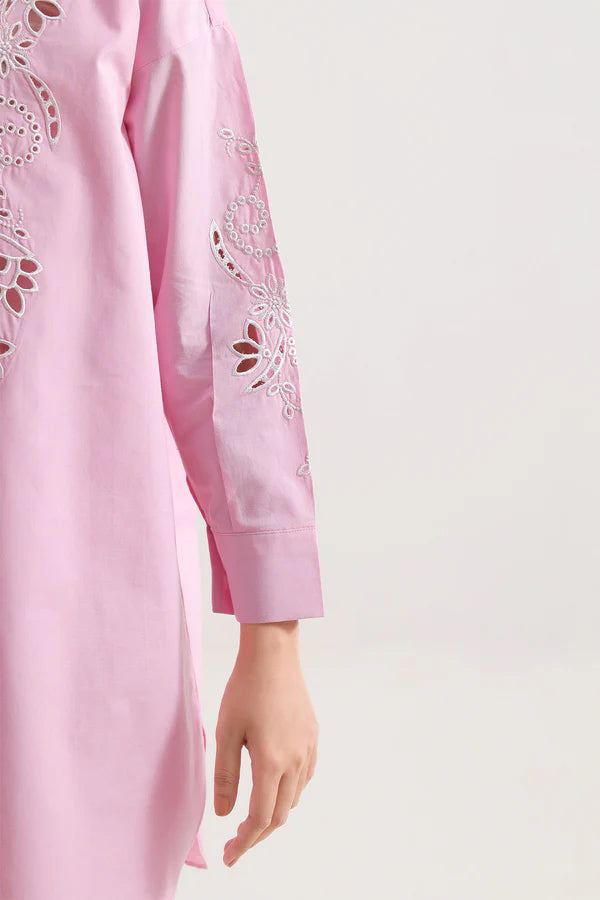 Solid Embroidered Poplin Stitched 2 piece (Shirt/Trouser)