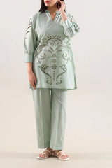 Solid Embroidered Poplin Stitched 2 piece (Shirt/Trouser)