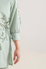 Solid Embroidered Poplin Stitched 2 piece (Shirt/Trouser)