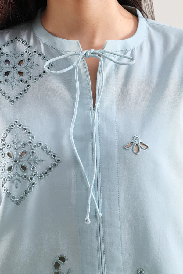 Solid Embroidered Poplin Stitched 2 piece (Shirt/Trouser)