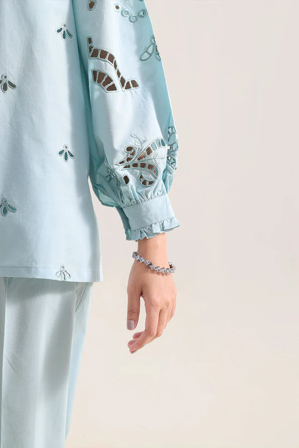 Solid Embroidered Poplin Stitched 2 piece (Shirt/Trouser)