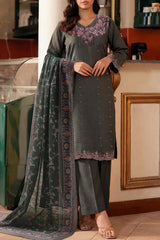 Solid Embroidered Khaddar Stitched 3 Piece