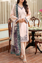Solid Embroidered Khaddar Stitched 3 Piece