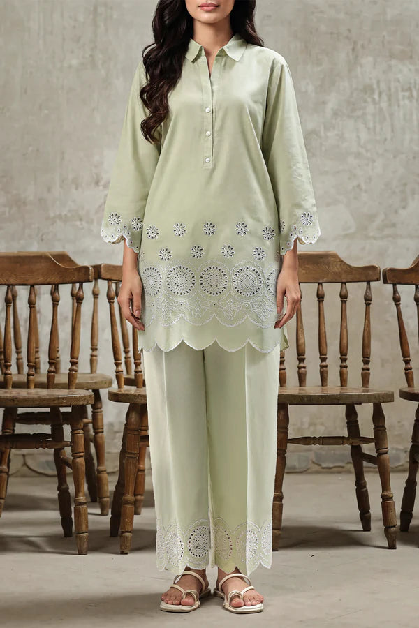 Solid Embroidered Cambric Stitched 2 Piece (Shirt/Trouser)