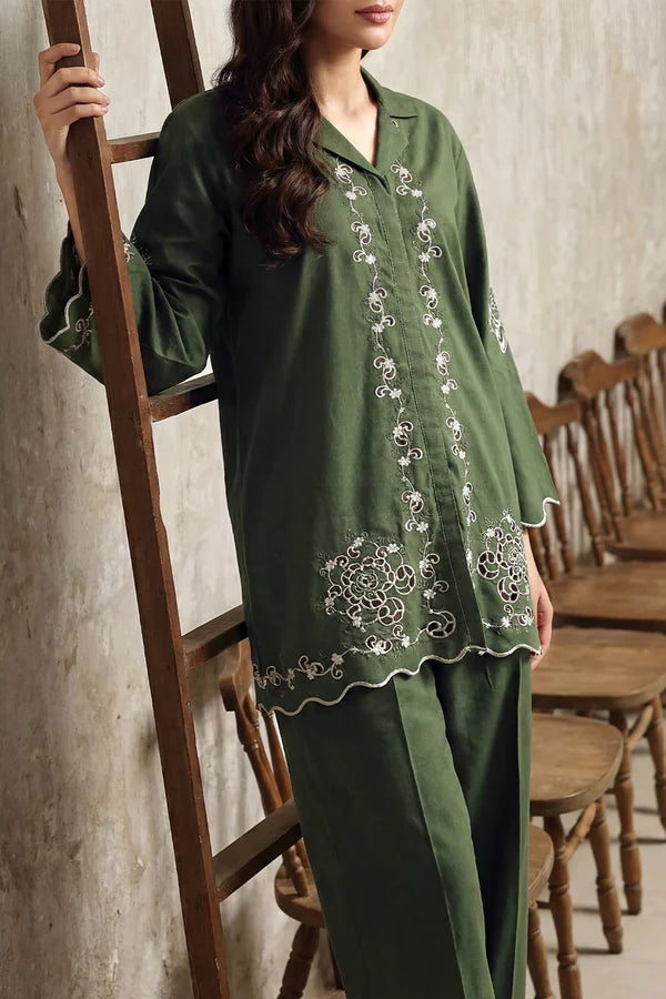 Solid Embroidered Cambric Stitched 2 Piece (Shirt/Trouser)