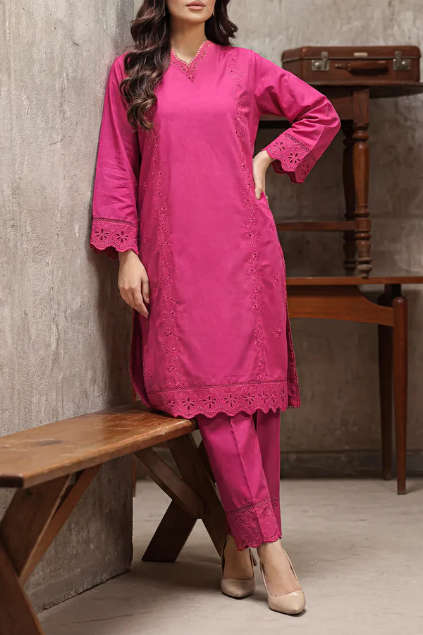 Solid Embroidered Cambric Stitched 2 Piece (Shirt/Trouser)